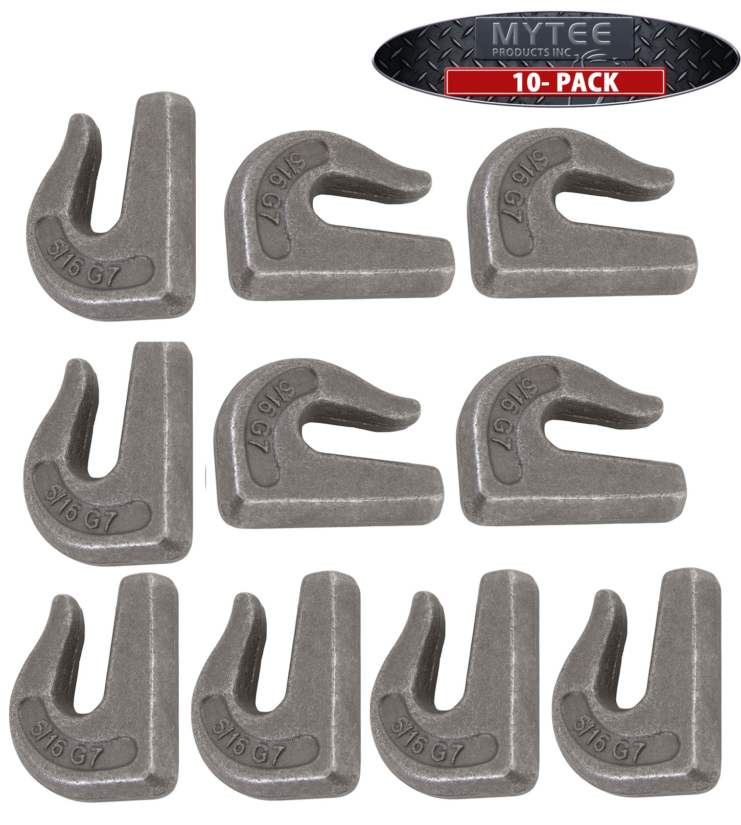 (10 Pack) G70 5/16" Weld On Chain Grab Hooks Bucket Flatbed Trailer