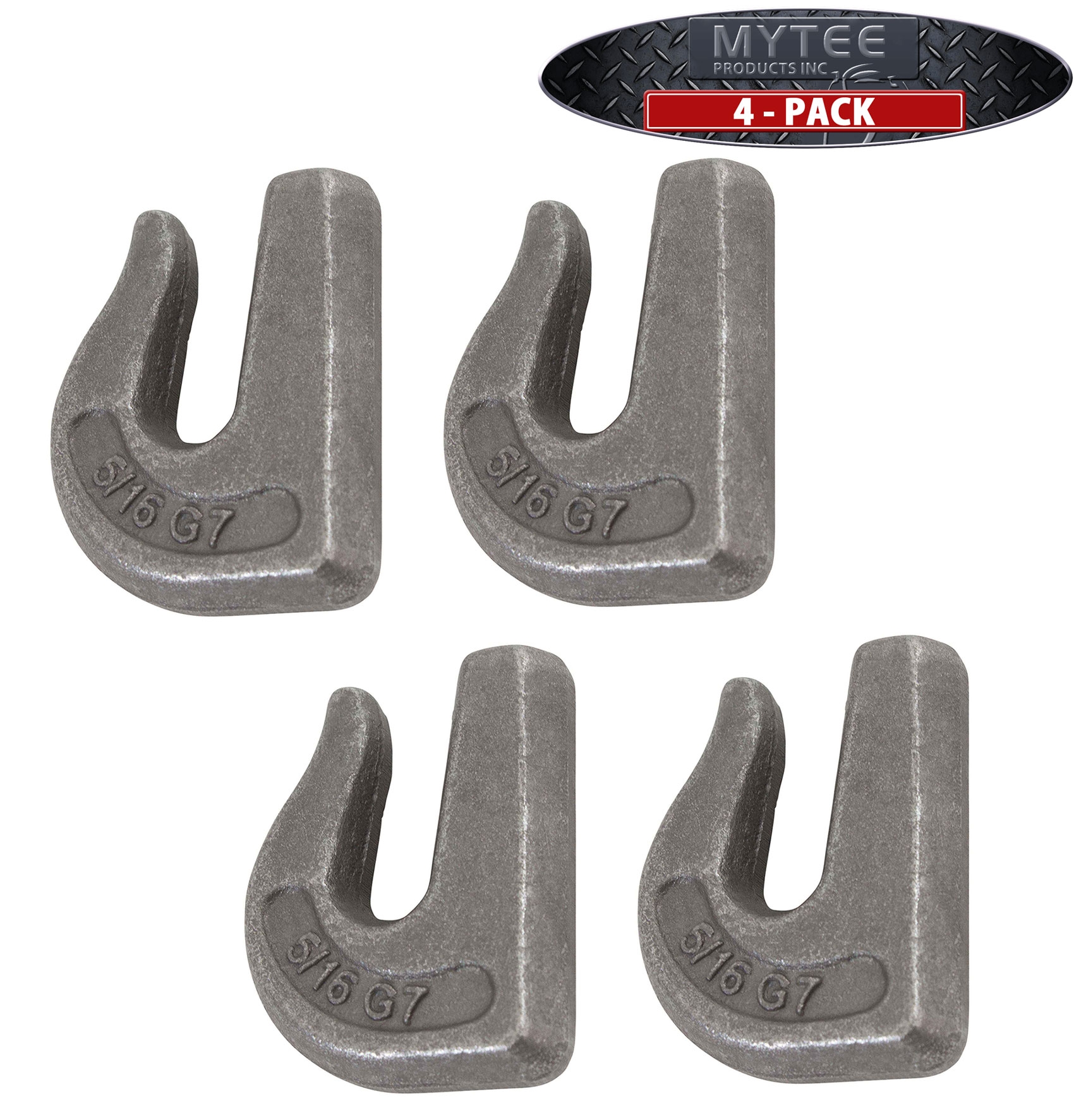 (4 Pack) G70 5/16" Weld On Chain Grab Hooks Bucket Flatbed Trailer